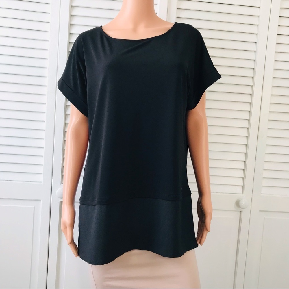 3/$25 CALVIN KLEIN Black Short Sleeve Blouse Size Medium